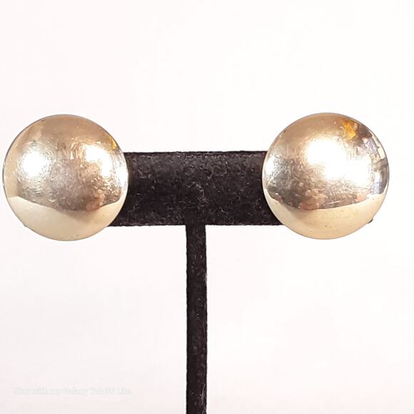 1950s Coro Button Earrings Golden Clip Ons - Picture 1 of 10